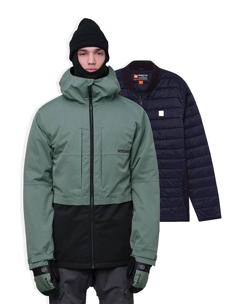 686 Smarty 3-In-1 Form Jacket Cypress Green Colorblock Men's Snowboard Jacket