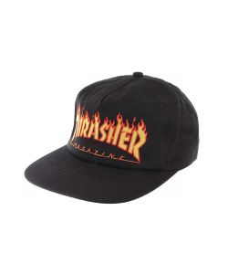 Thrasher Embroidered Flame Logo Snapback Black Hat