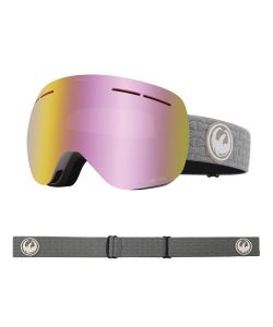 Dragon X1s Cool Grey Lumalens Pink Ionized + Bonus Lens Snow Goggle