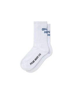 Polar Skate Co. Rib Socks Gnarly Huh! White Blue Κάλτσες
