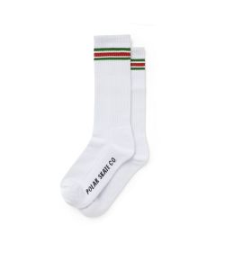 Polar Skate Co. Stripe Socks Long White Green Red Socks