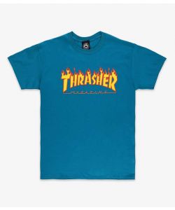 Thrasher Flame Logo Galapagos Blue Men's T-Shirt