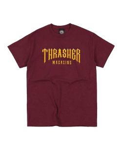 Thrasher Low Low Logo Maroon  Men's T-Shirt