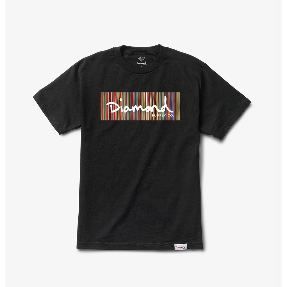Diamond Color Ply Box Logo Black Men's T-Shirt