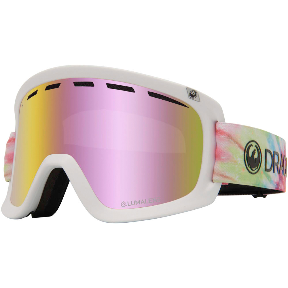 Dragon D1 Otg Tie Dye W/Lumalens Pink Ion + Dark Smoke Snow Goggle