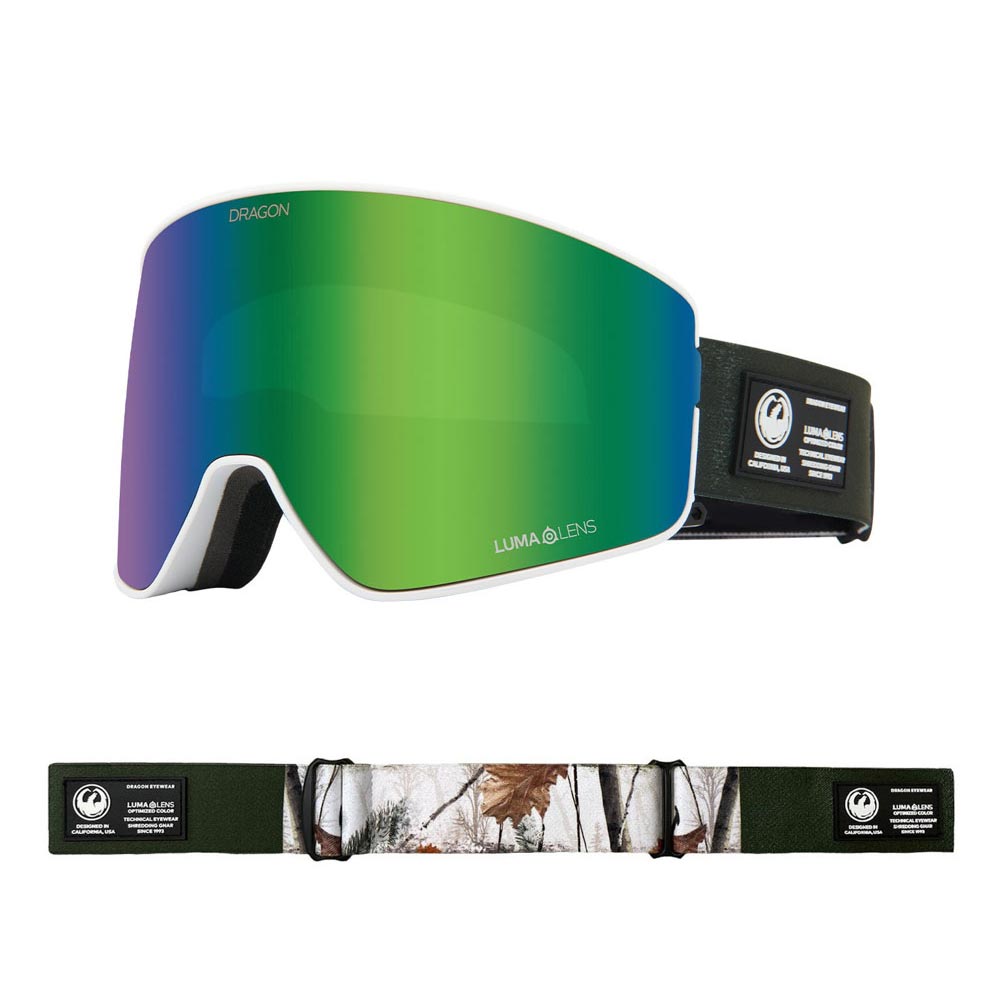 Dragon PXV2 Alpine Camo Lumalens Green Ionized + Bonus Lens Snow Goggle
