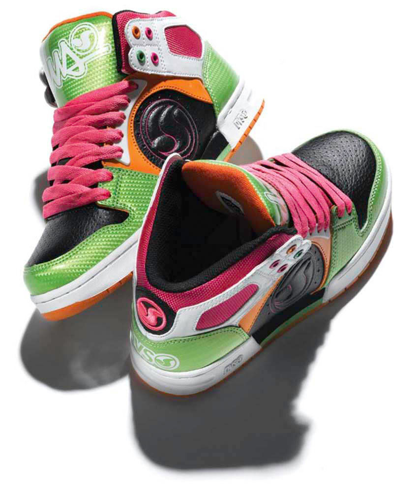 DVS Aces High Pink Orange Green Leather Women's Shoes