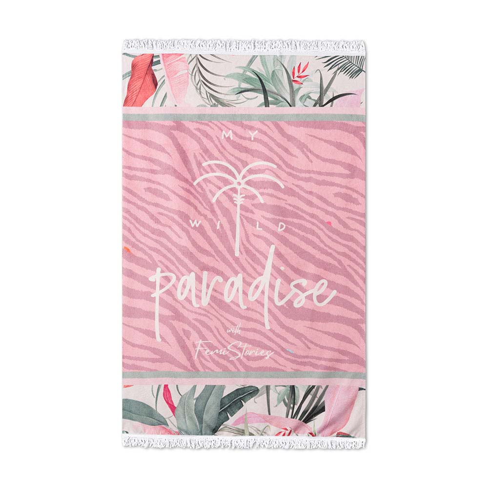 Femi Stories Park Beach Towel Pink Zebra