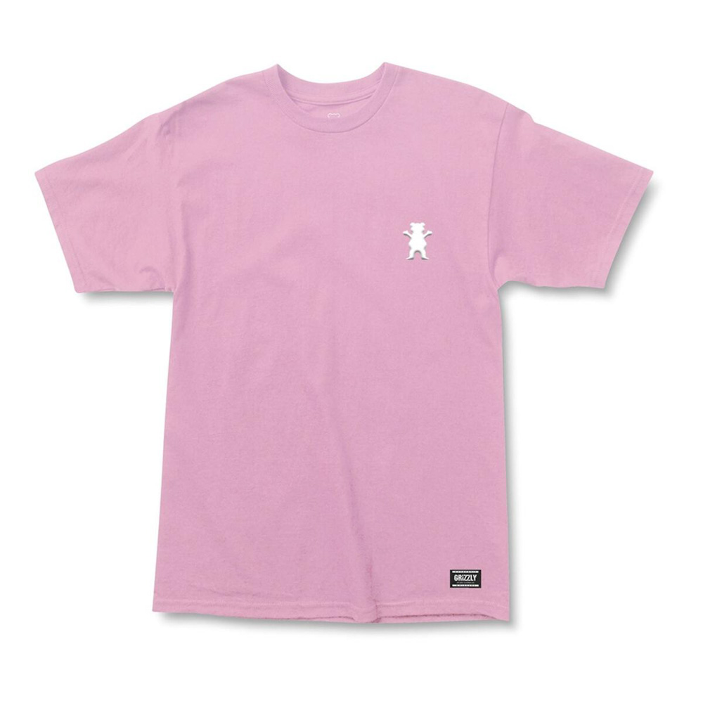 Grizzly Embroidered Og Bear Pink White Men's T-Shirt