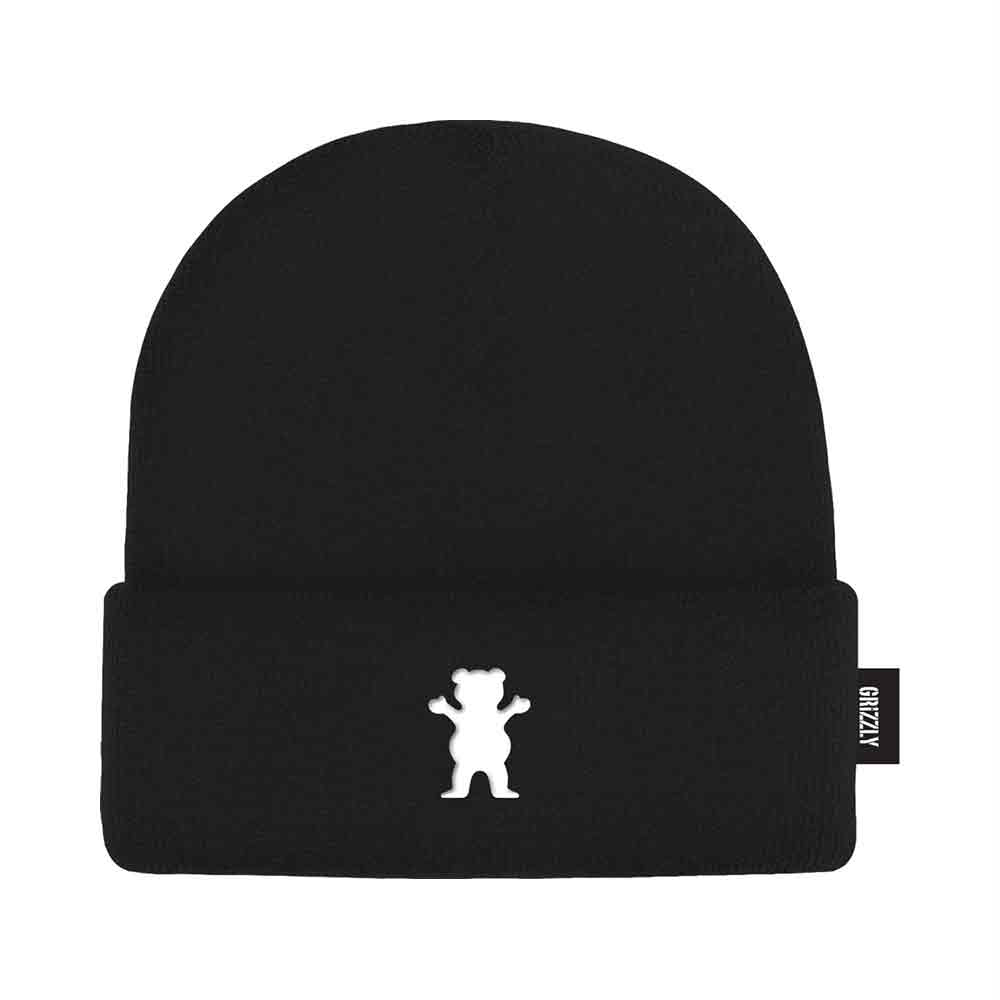 Grizzly Og Bear Embroidered Black Beanie