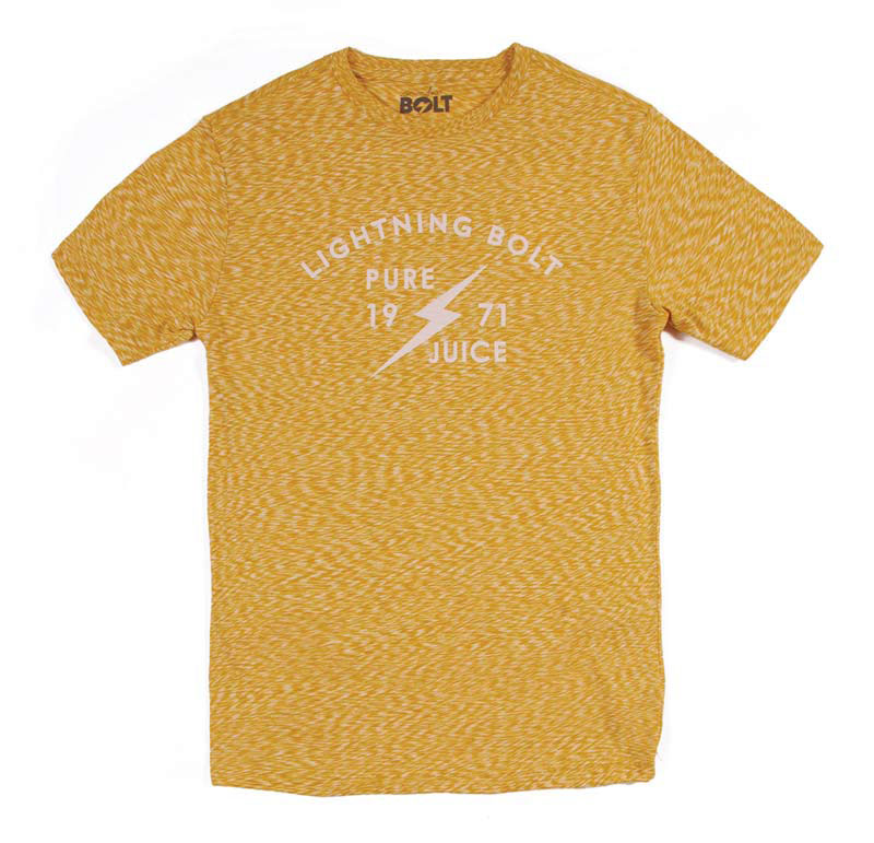 Lightning Bolt Printed Space Dye Nugget Gold Men's T-Shirt