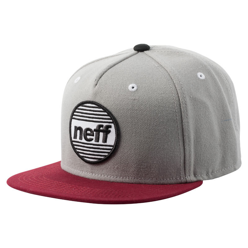 Neff Average Snapback Grey Maroon Hat