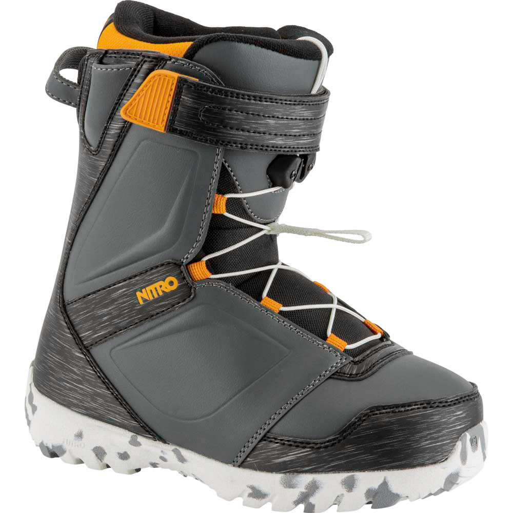 Nitro Droid Qls Charcoal - Black - Orange Youth Snowboard Boots