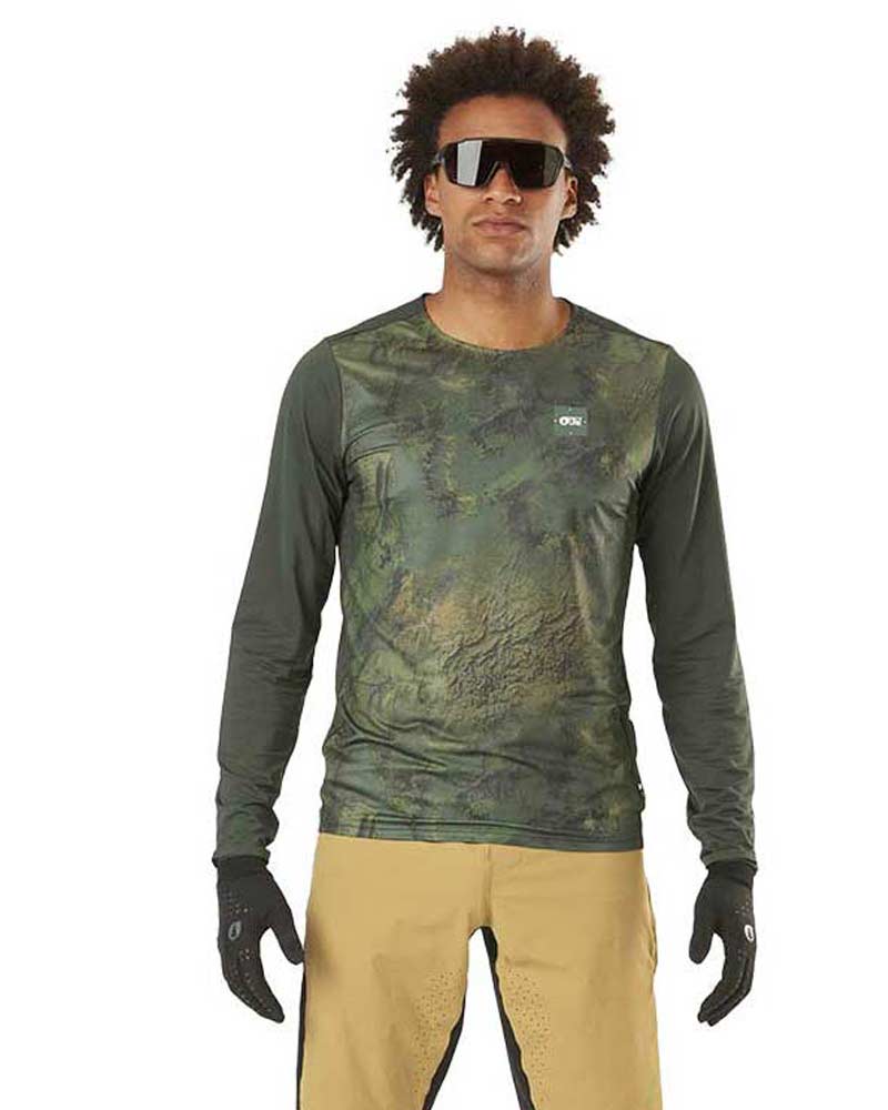 Picture Osborn Printed LS Tech T Geology Green Men's L/S Bike T-Shirt
