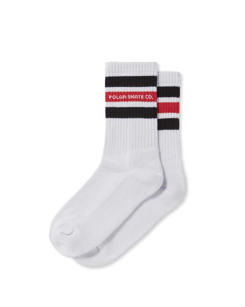 Polar Fat Stripe Socks White Black Red Socks