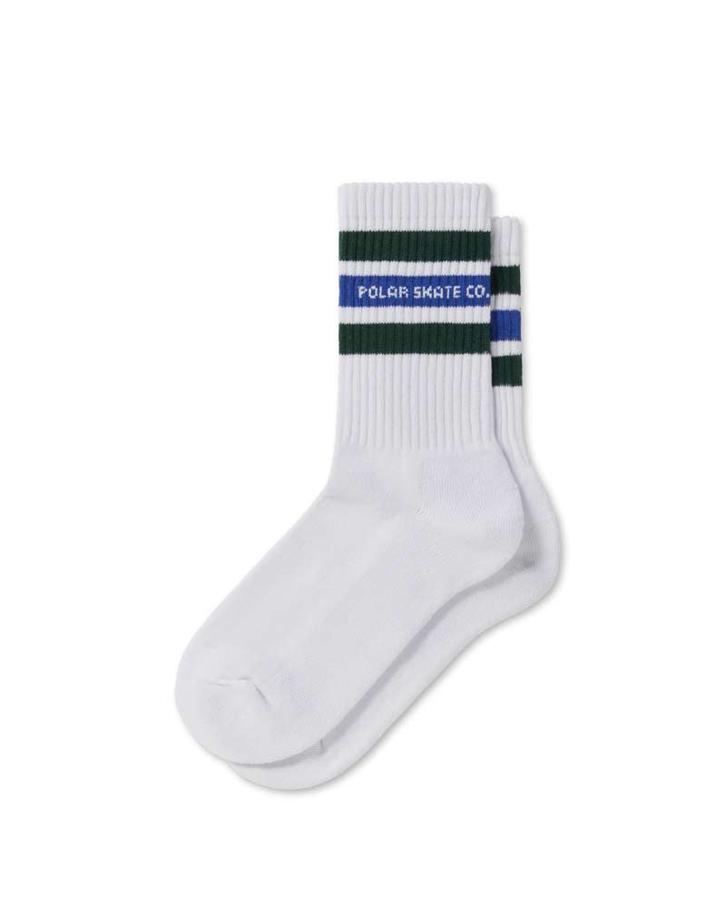 Polar Fat Stripe Socks White Green Blue Socks
