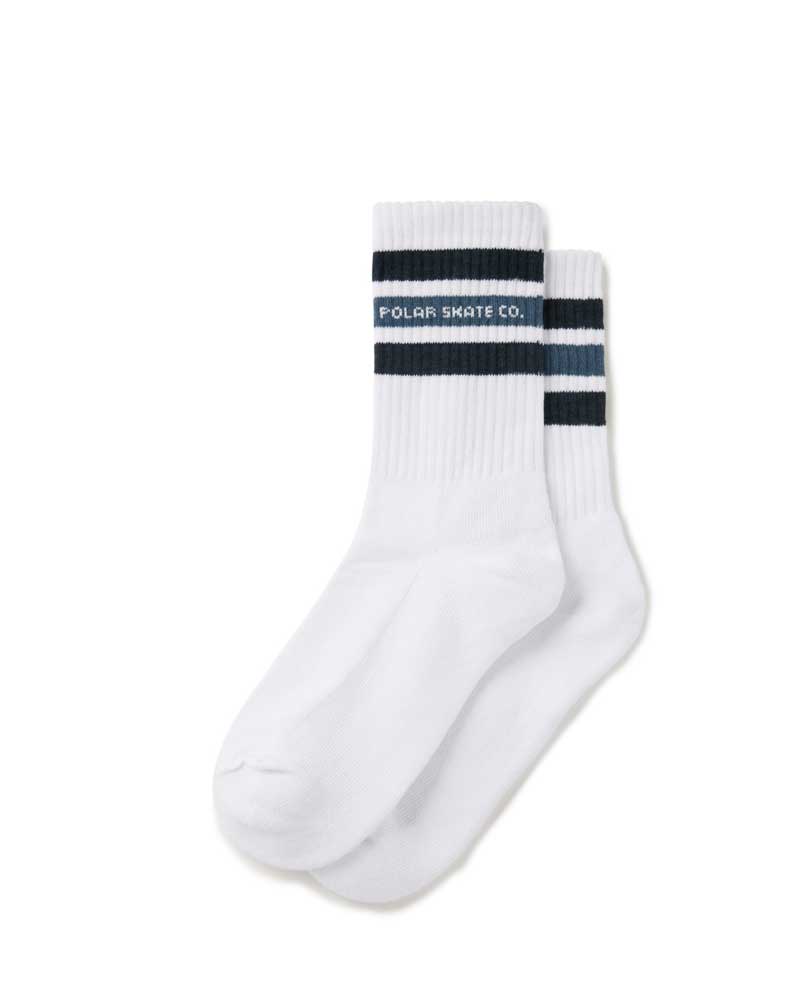 Polar Rib Socks Fat Stripe White / Blue Κάλτσες