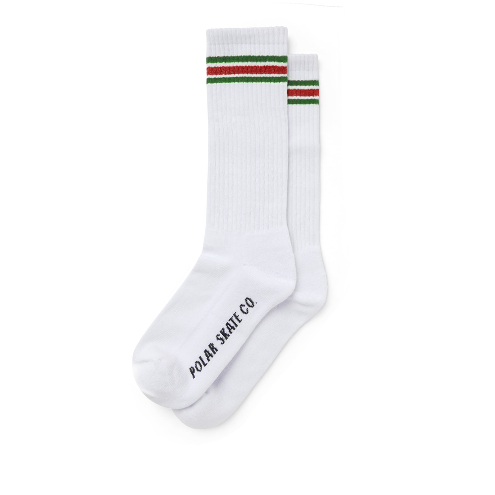 Polar Skate Co. Stripe Socks Long White Green Red Κάλτσες