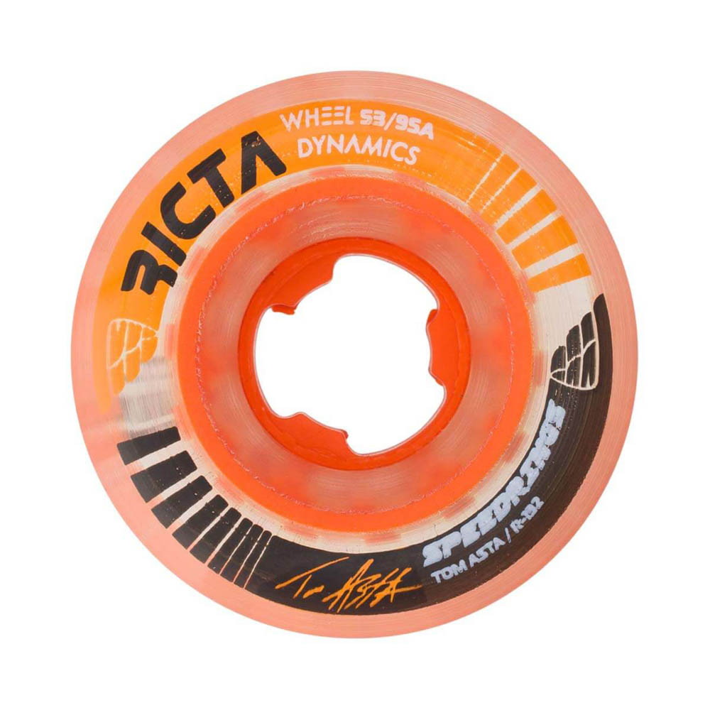 Ricta Asta Speedrings Clear Orange Slim 95A 53mm Skateboard Wheels