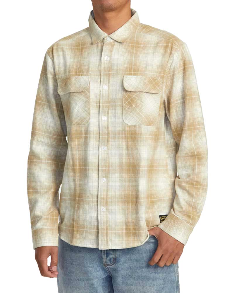Rvca Dayshift Flannel Ls Khaki Men's Shirt