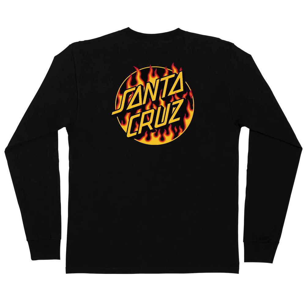 Santa Cruz X Thrasher Flame Dot L/S Black Men's Long Sleeve T-Shirt