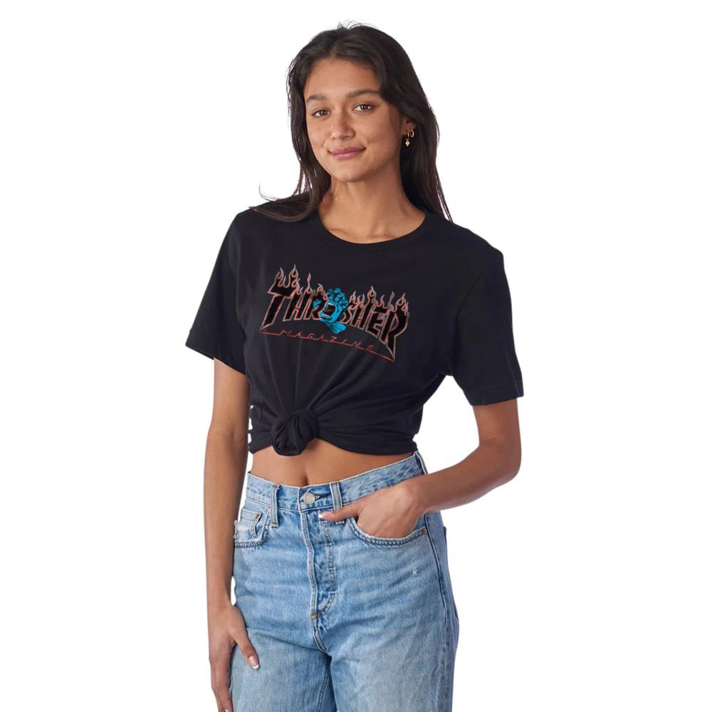 Santa Cruz X Thrasher Screaming Flame Logo S/S Pigment Black Γυναικείο T-shirt