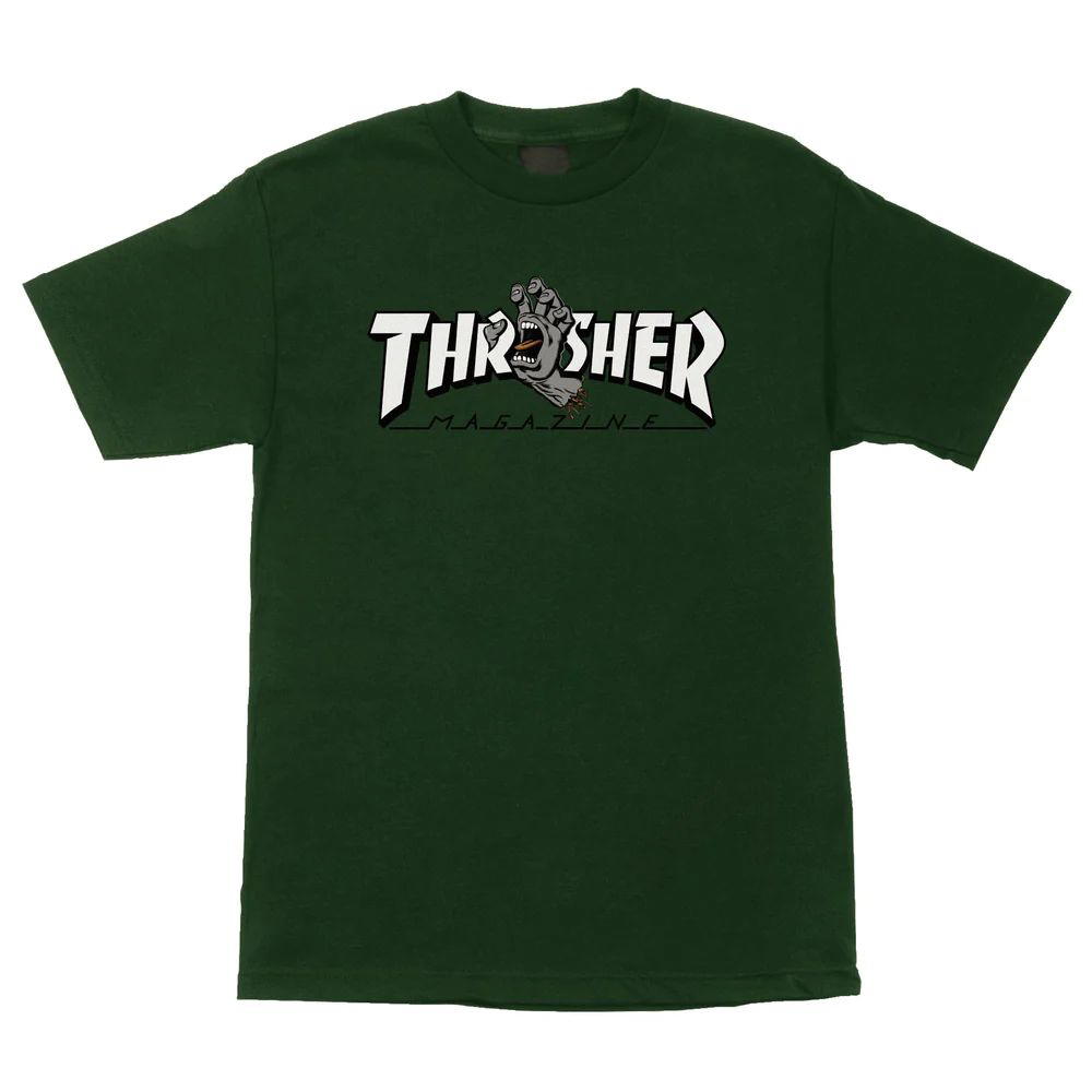 Santa Cruz X Thrasher Screaming Logo S/S Forest Green Men's T-Shirt