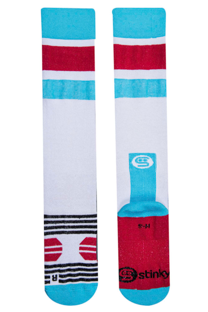 Stinky Stripe White Blue Red Snow Socks