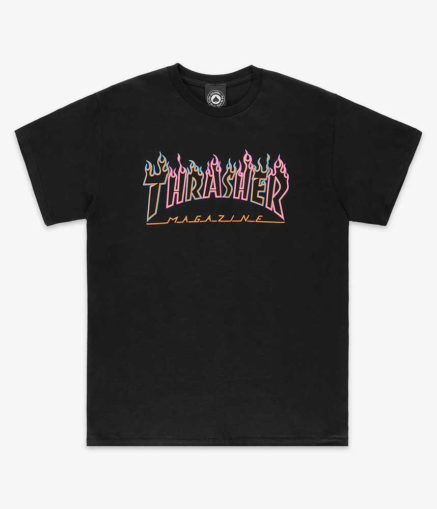 Thrasher Double Flame Neon Black Men's T-Shirt