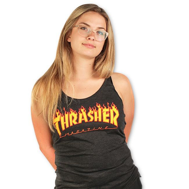 Thrasher Flame Logo Racerback Black Γυναικείο Αμάνικο