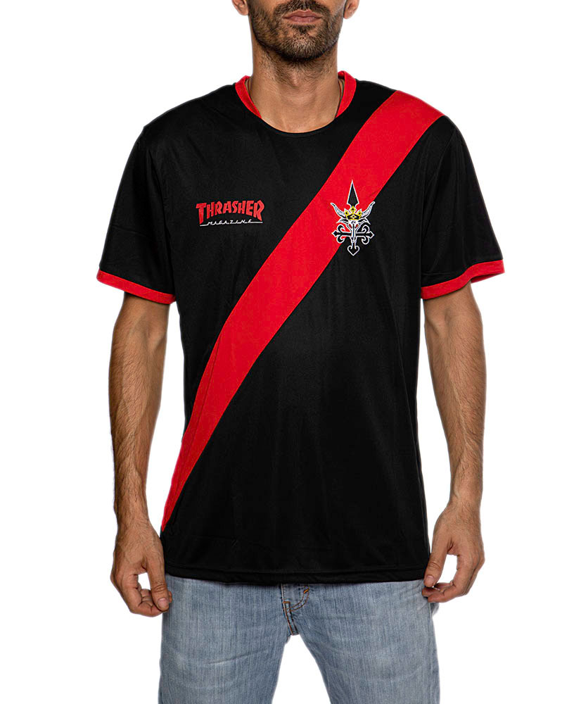 Thrasher Football Jersey Black/Red Men's T-Shirt